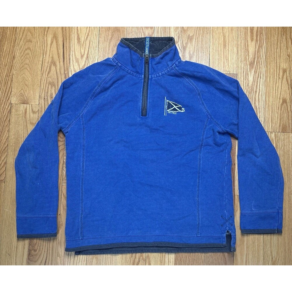 FatFace Men’s Airlie Jumper 1/4 Zip Scottish Flag Scotland Embroided Blue Large
